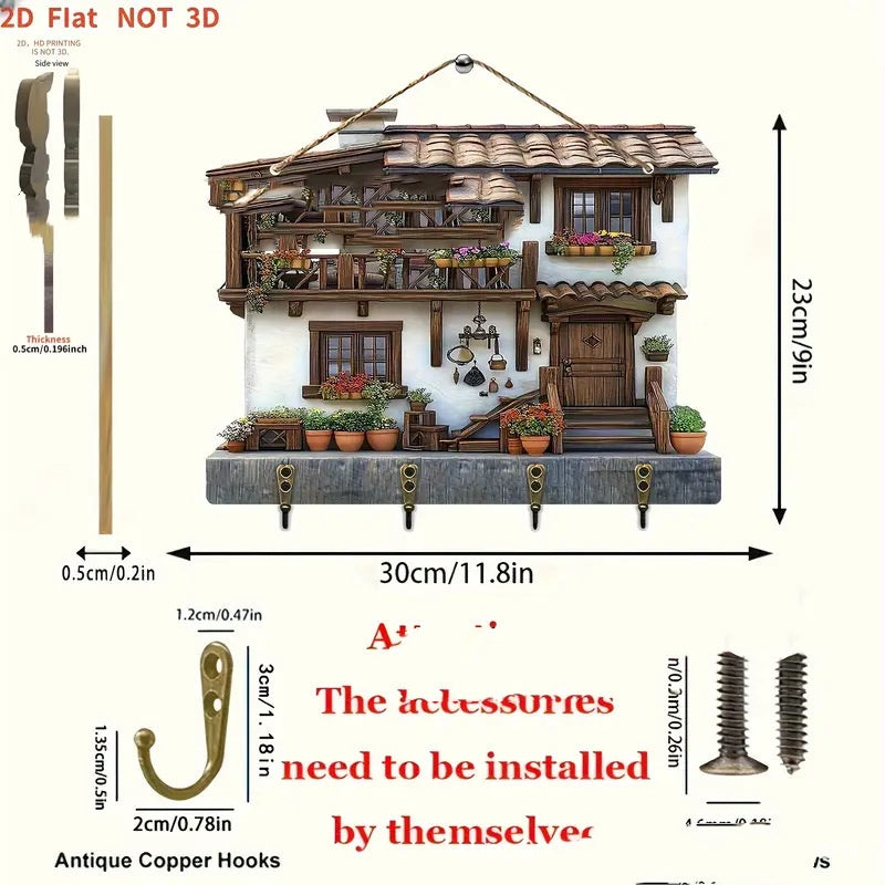 New Colorful Wooden Cabin Key Holder - BMYANY