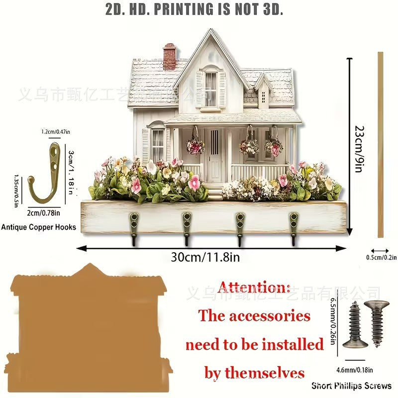 New Colorful Wooden Cabin Key Holder - BMYANY