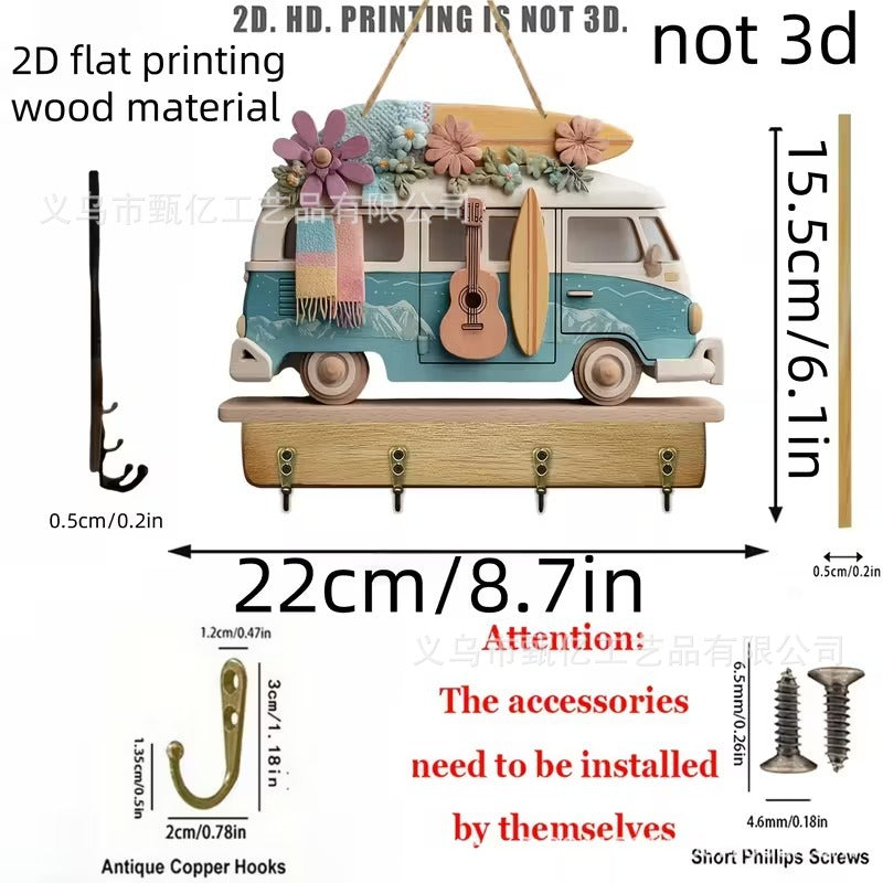 New Colorful Wooden Cabin Key Holder - BMYANY