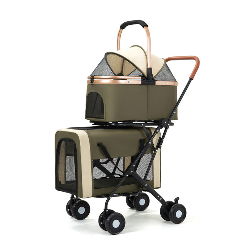 Poussette pour Animaux Double Étage Portable Séparée pour Extérieur - BMYANY