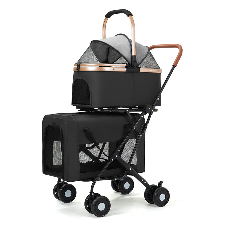 Poussette pour Animaux Double Étage Portable Séparée pour Extérieur - BMYANY