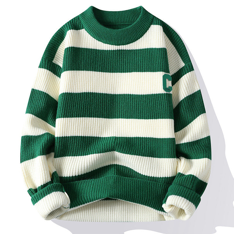 Pull Col Montant Rayures Lettres Automne Homme Tendance - BMYANY