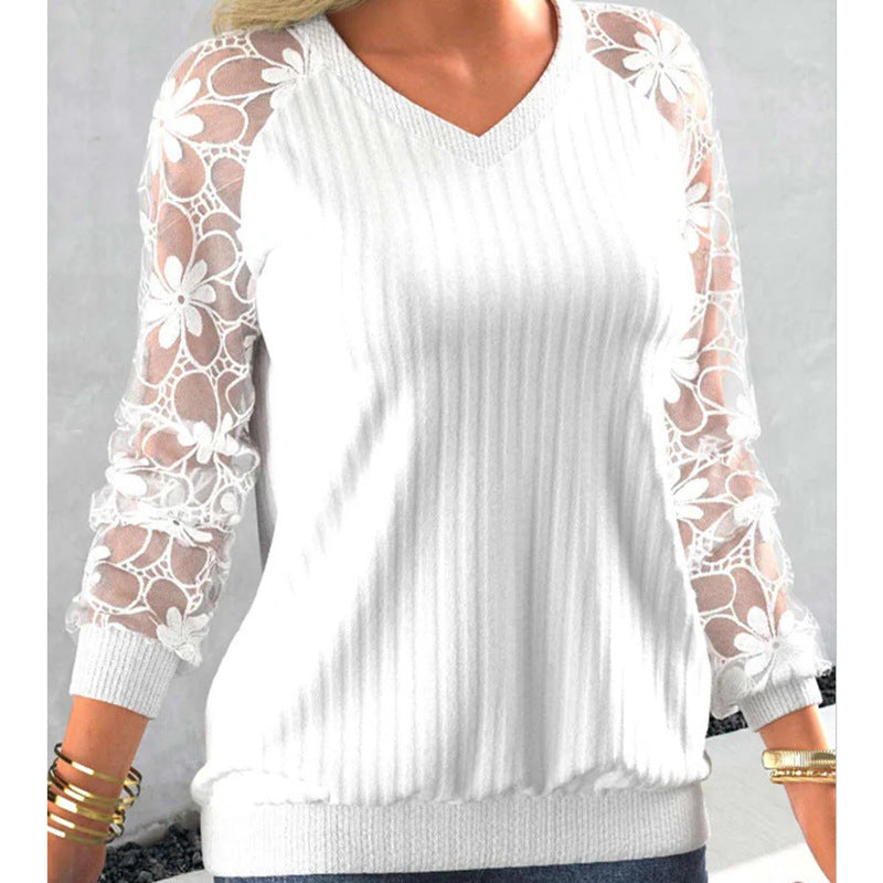 Pull Femme Dentelle Transparent Couleur Unie - BMYANY
