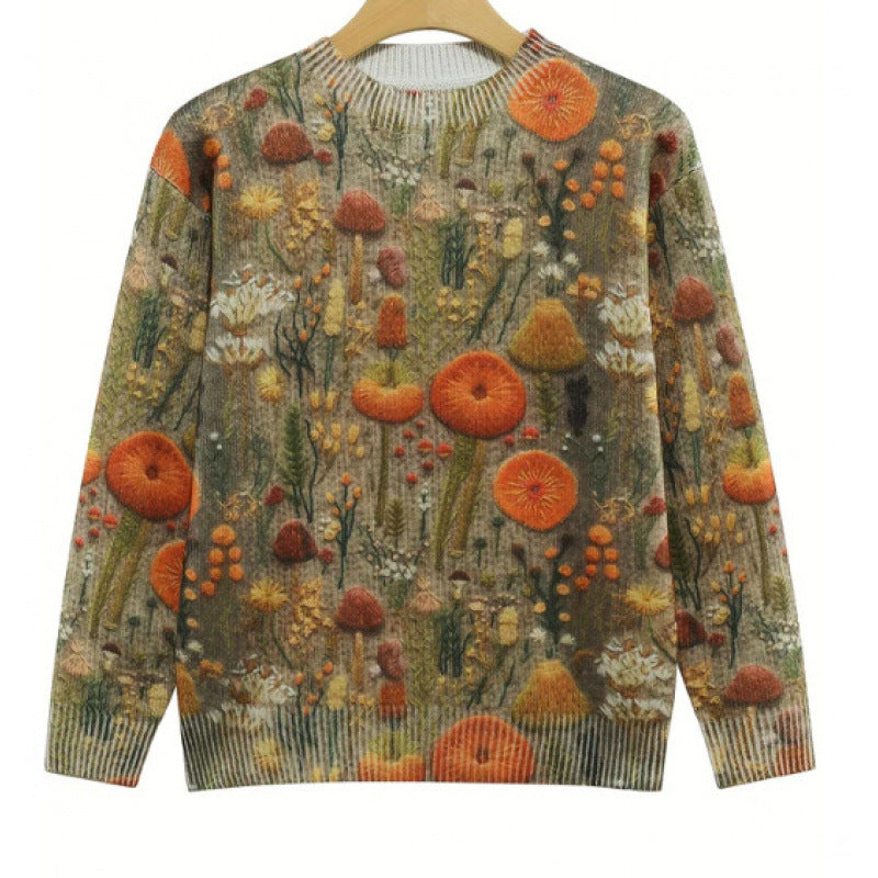 Pull Femme Imprimé Fleurs Col Rond - BMYANY