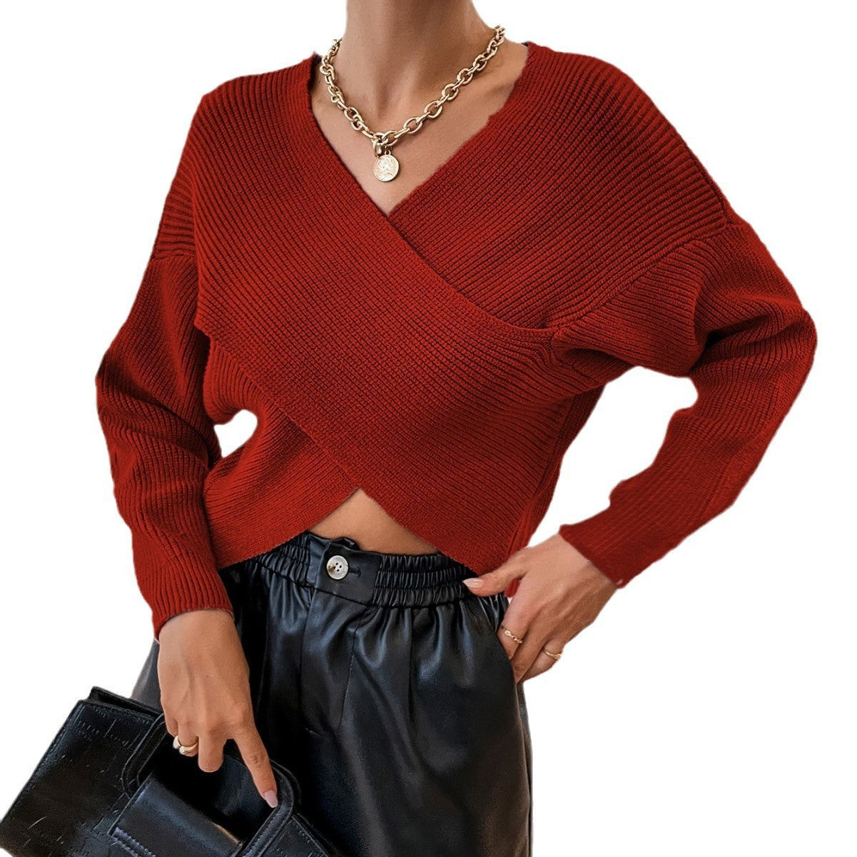 Pull Tricoté Femmes  Rayé Style Britannique Ample à Manches Longues - BMYANY