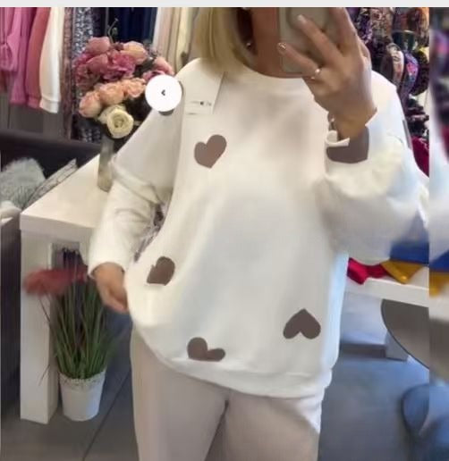 Pull Tricoté Manches Longues Motif Cœur Femme - BMYANY