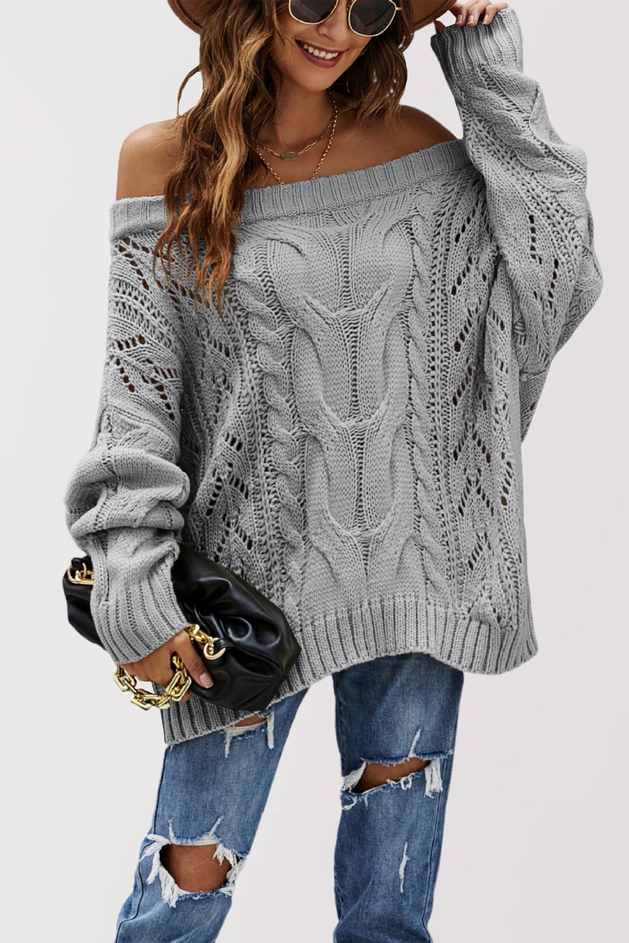 Pull large de couleur unie - BMYANY