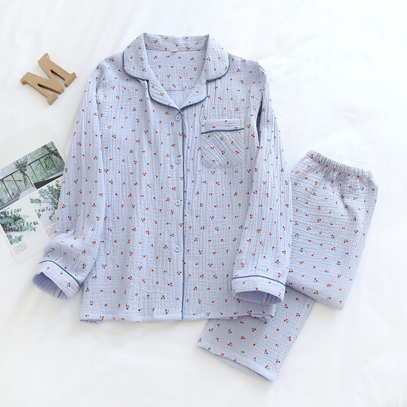 Pyjama femme coton Ensemble doux  pièces manches longues col chemise - BMYANY