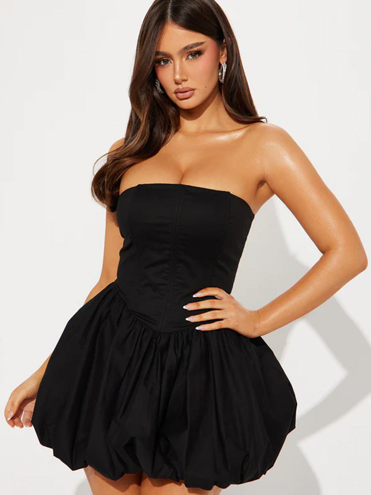 Robe Bustier Taille Cintrée Style Français Épuré - BMYANY