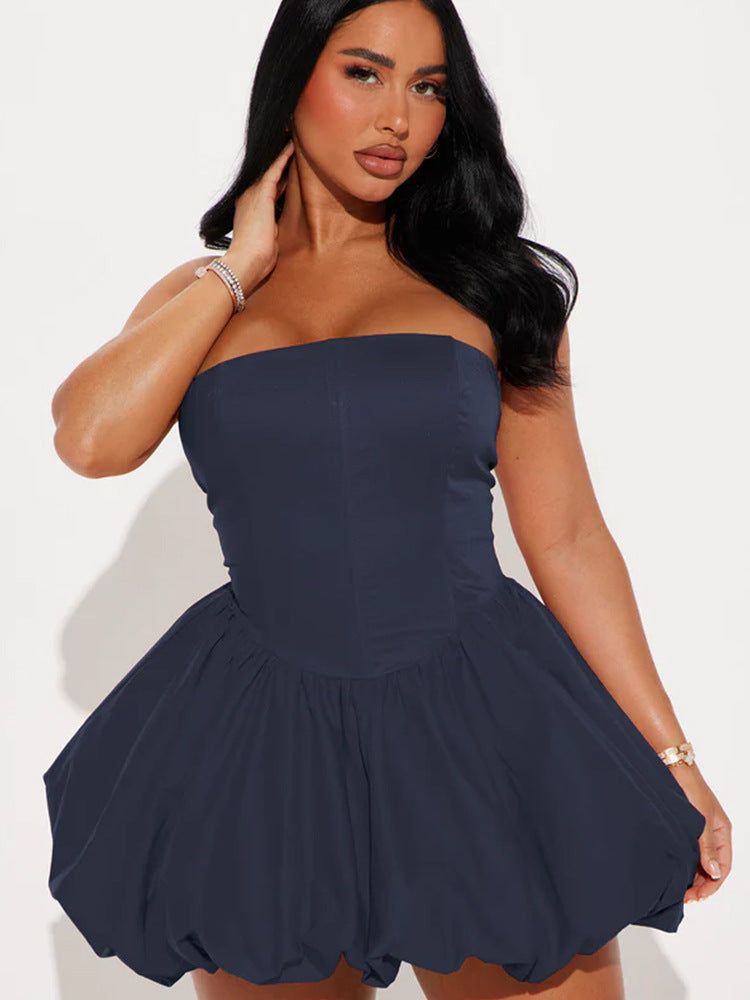 Robe Bustier Taille Cintrée Style Français Épuré - BMYANY