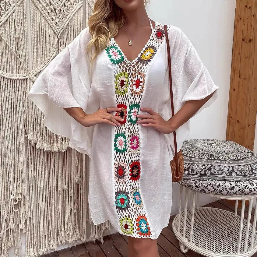 Robe de Plage Femme Crochet Ajourée - Tunique Cover-Up Bohème - BMYANY