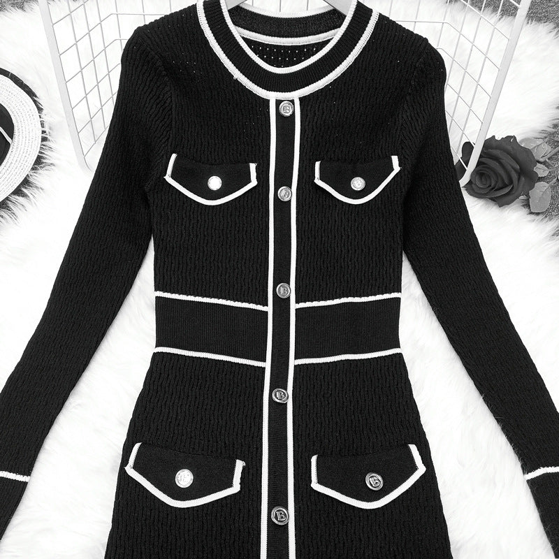 Robe femmes  ajustée quatre poches couleurs contrastées affinante - BMYANY