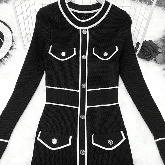Robe femmes  ajustée quatre poches couleurs contrastées affinante - BMYANY