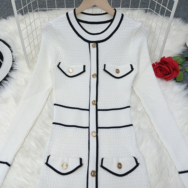 Robe femmes  ajustée quatre poches couleurs contrastées affinante - BMYANY