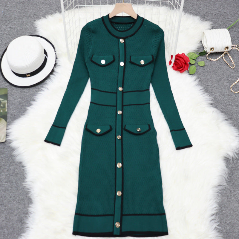 Robe femmes  ajustée quatre poches couleurs contrastées affinante - BMYANY