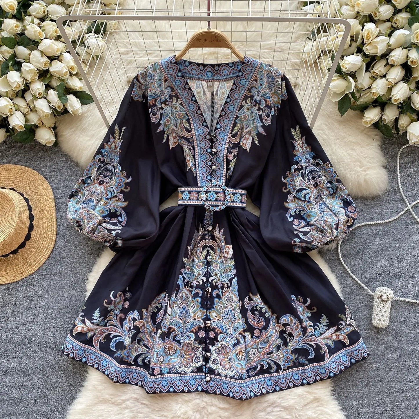 Robe femmes imprimée style Royal Français Luxe Raffiné - BMYANY