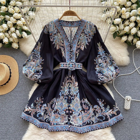 Robe femmes imprimée style Royal Français Luxe Raffiné - BMYANY