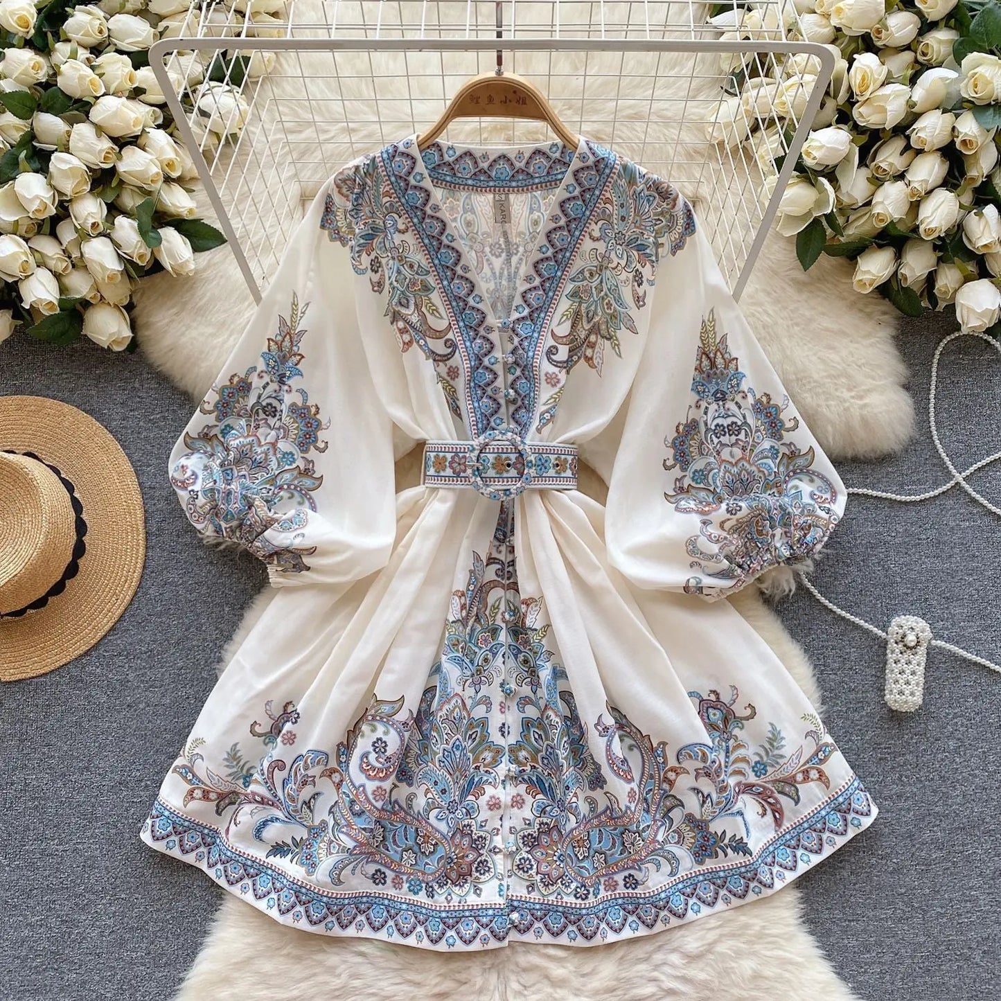Robe femmes imprimée style Royal Français Luxe Raffiné - BMYANY