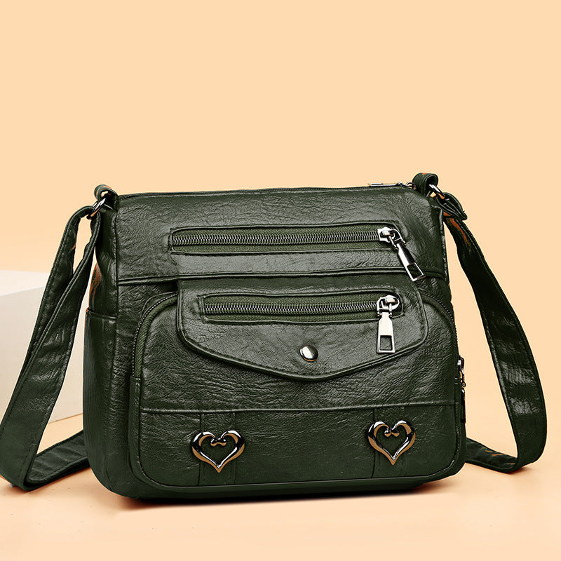 Sac Bandoulière en Cuir Souple Multi-Poches Polyvalent - BMYANY