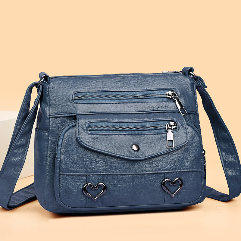 Sac Bandoulière en Cuir Souple Multi-Poches Polyvalent - BMYANY