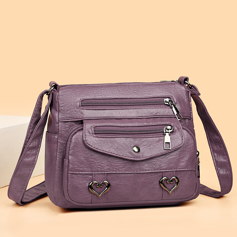 Sac Bandoulière en Cuir Souple Multi-Poches Polyvalent - BMYANY