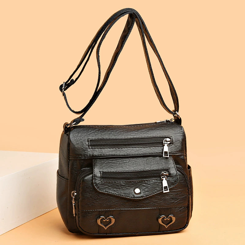 Sac Bandoulière en Cuir Souple Multi-Poches Polyvalent - BMYANY
