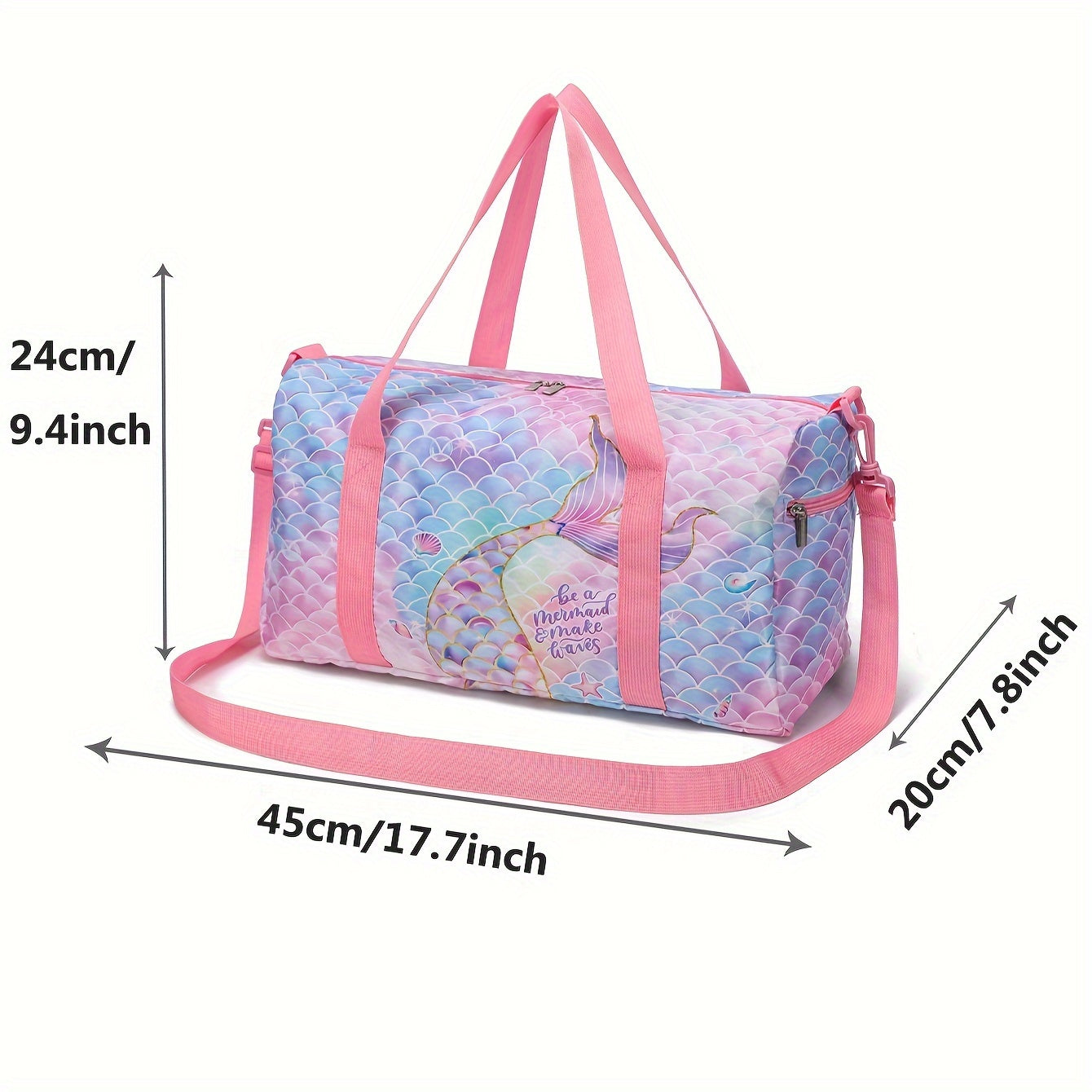 Sac de sport sirène rose - Grande capacité toile imprimé - BMYANY