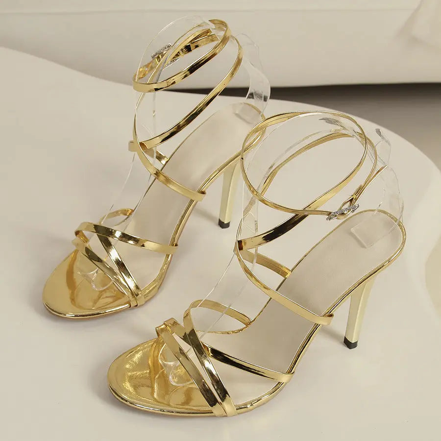 Sandales Femme à Talons Aiguilles Brides Croisées avec Boucle - BMYANY