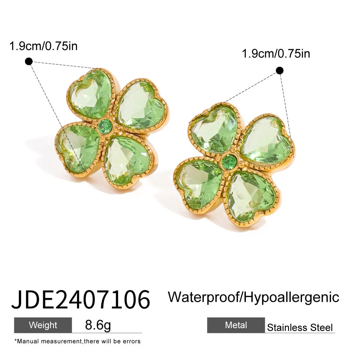 Set Collier et Boucles d'Oreilles Trèfle Cœur Acier Inoxydable Zircon - BMYANY
