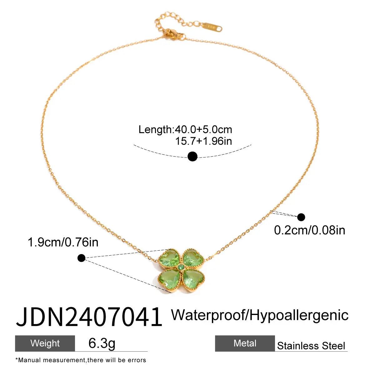 Set Collier et Boucles d'Oreilles Trèfle Cœur Acier Inoxydable Zircon - BMYANY