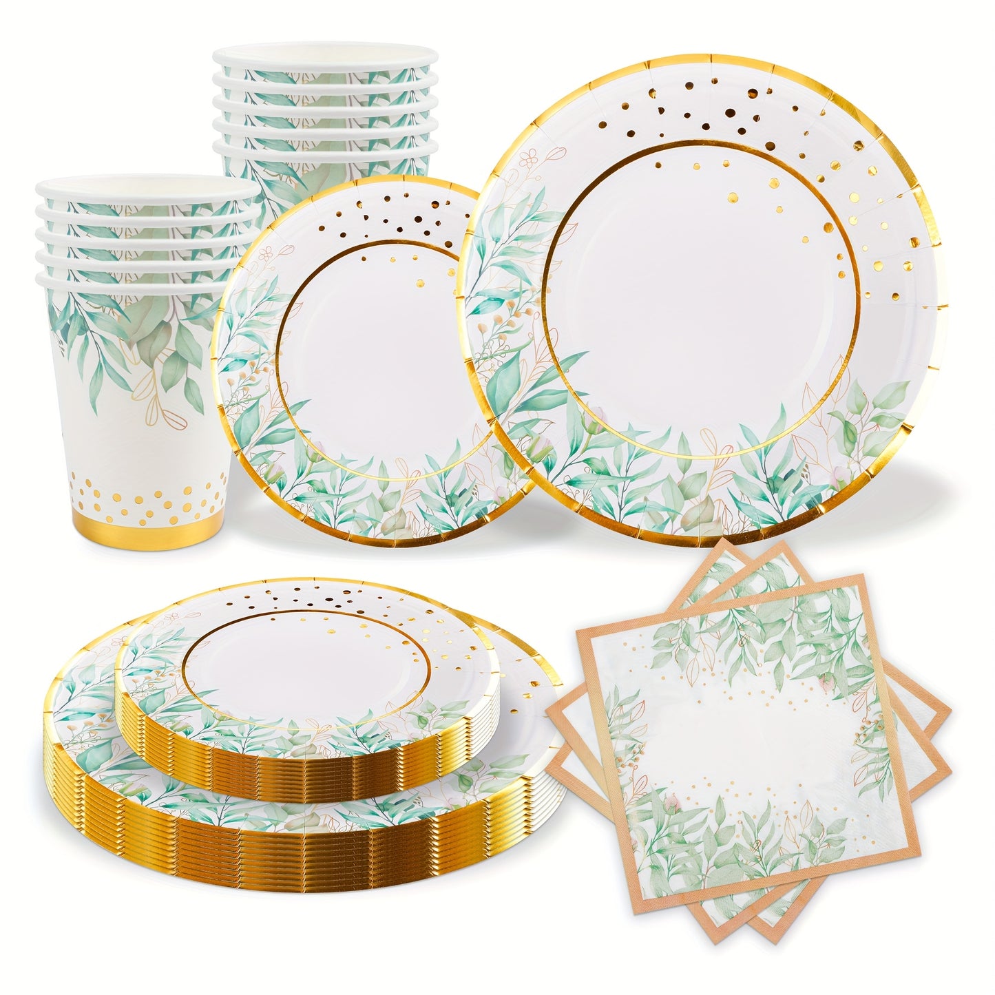 Set Vaisselle Jetable Élégante Or - 50 /100 Pièces - BMYANY