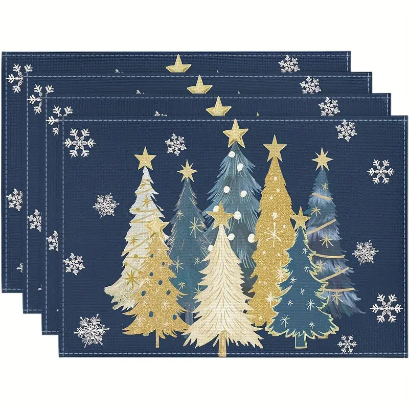 Set de Table Isolant Noël Sapin Imprimé Lin - BMYANY