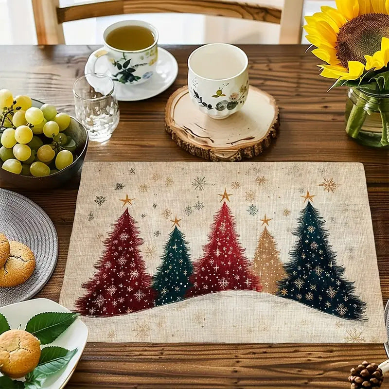 Set de Table Isolant Noël Sapin Imprimé Lin - BMYANY