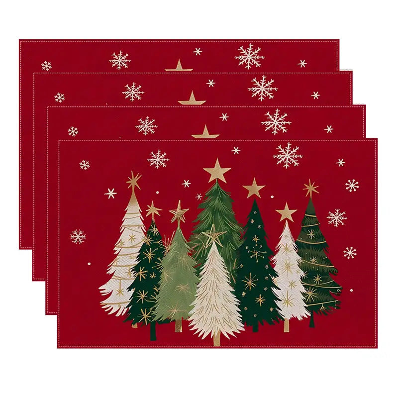 Set de Table Isolant Noël Sapin Imprimé Lin - BMYANY