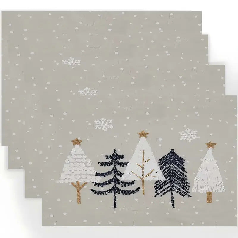 Set de Table Isolant Noël Sapin Imprimé Lin - BMYANY