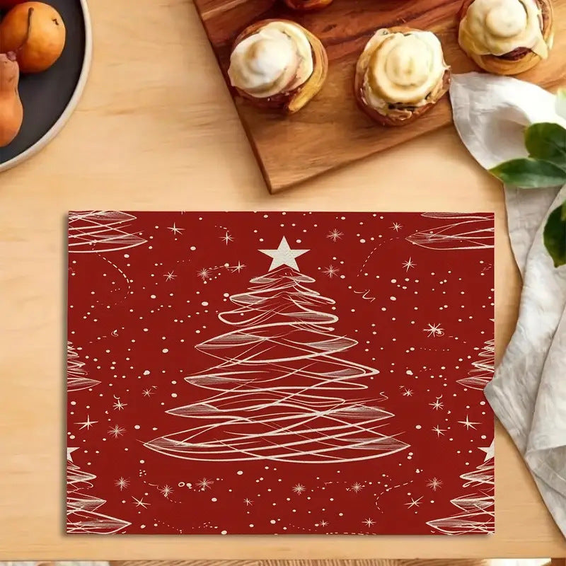 Set de Table Isolant Noël Sapin Imprimé Lin - BMYANY
