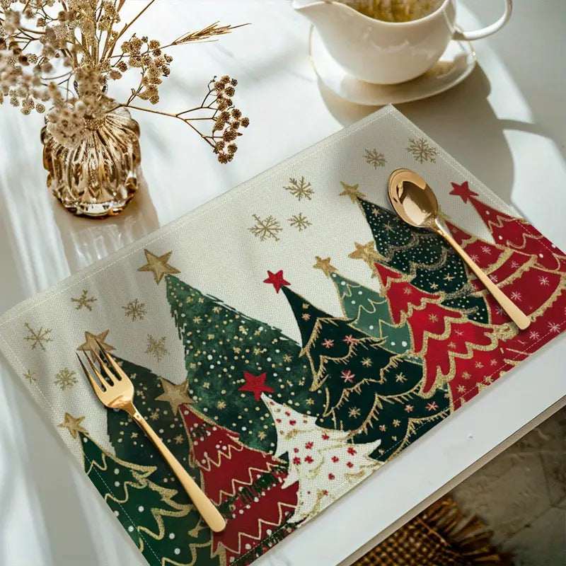 Set de Table Isolant Noël Sapin Imprimé Lin - BMYANY