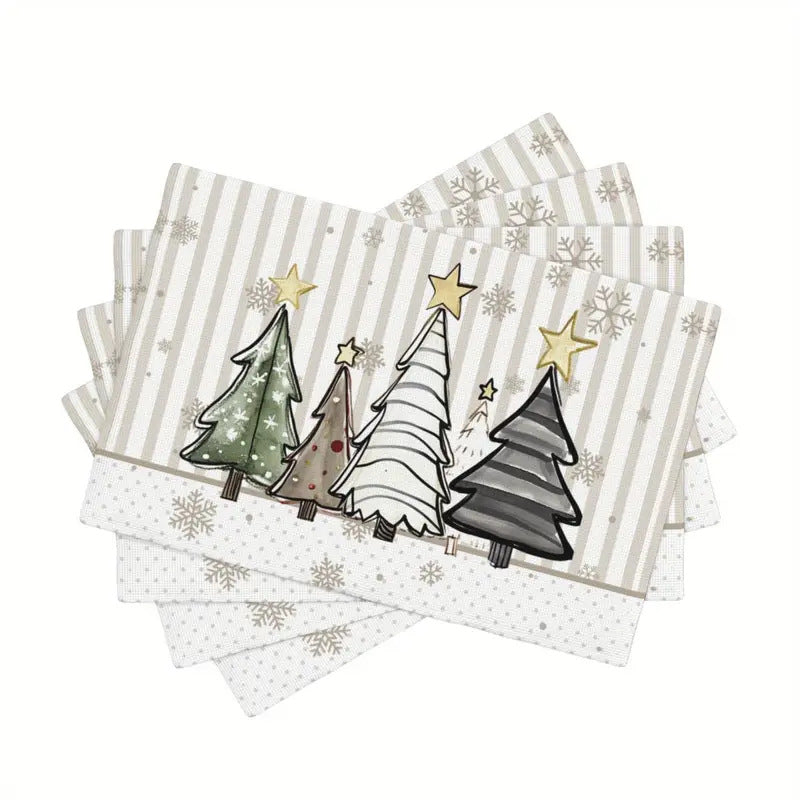 Set de Table Isolant Noël Sapin Imprimé Lin - BMYANY