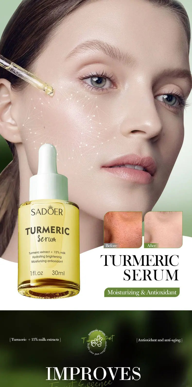 Solution de soin avec  antioxydante au lait de curcuma - BMYANY