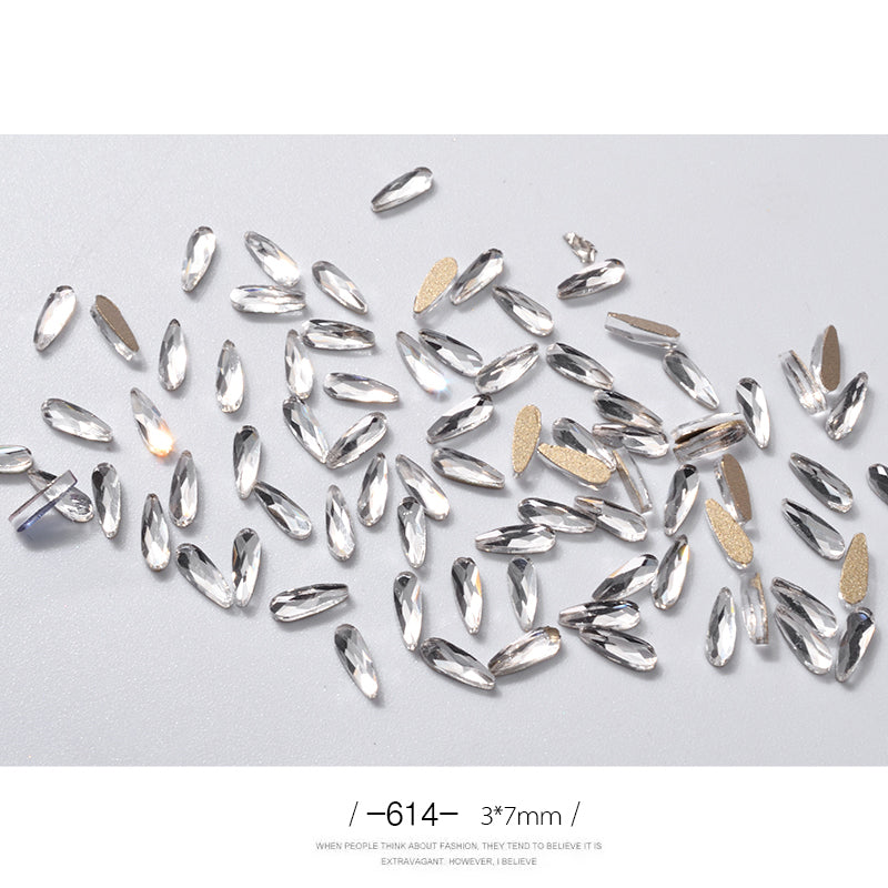 Strass Goutte d’Eau 3D pour Ongles 10 - Décoration Paillettes Longues - BMYANY