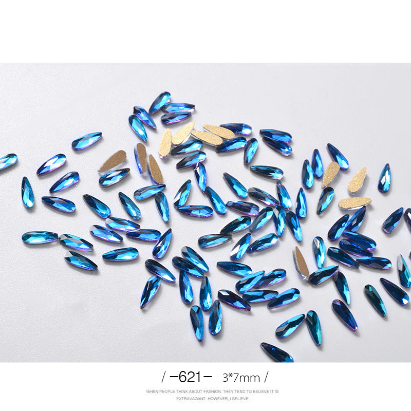 Strass Goutte d’Eau 3D pour Ongles 10 - Décoration Paillettes Longues - BMYANY