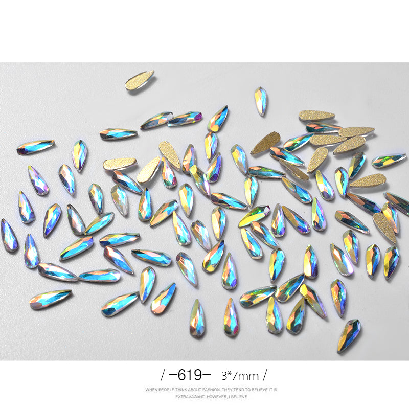 Strass Goutte d’Eau 3D pour Ongles 10 - Décoration Paillettes Longues - BMYANY