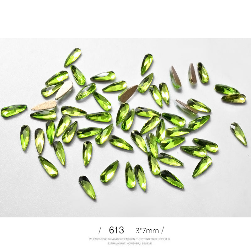 Strass Goutte d’Eau 3D pour Ongles 10 - Décoration Paillettes Longues - BMYANY