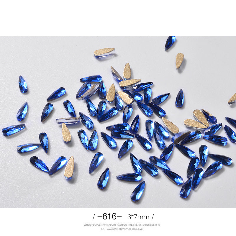 Strass Goutte d’Eau 3D pour Ongles 10 - Décoration Paillettes Longues - BMYANY