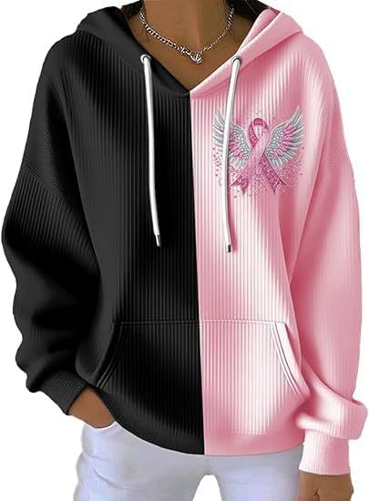 Sweat à capuche femme manches longues imprimé digital rayé - BMYANY