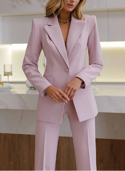 Tailleur Deux Pièces Rose Carmin Femme - Ensemble Formel Élégant - BMYANY
