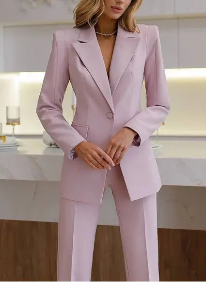 Tailleur Deux Pièces Rose Carmin Femme - Ensemble Formel Élégant - BMYANY