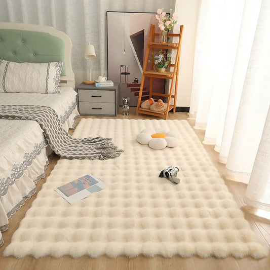 Tapis Moelleux Effet Bulles Style Crème pour Maison - BMYANY