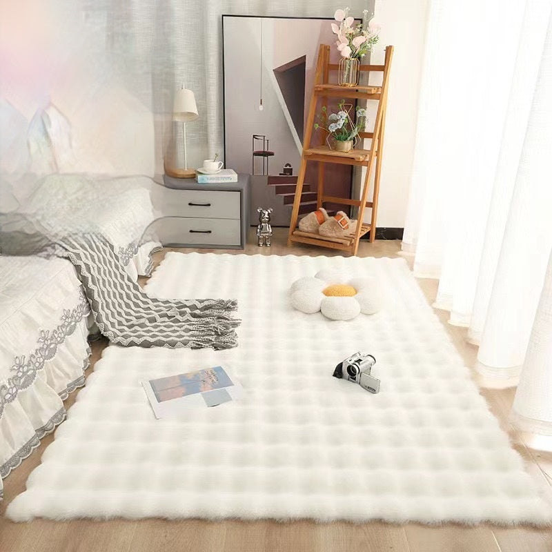 Tapis Moelleux Effet Bulles Style Crème pour Maison - BMYANY