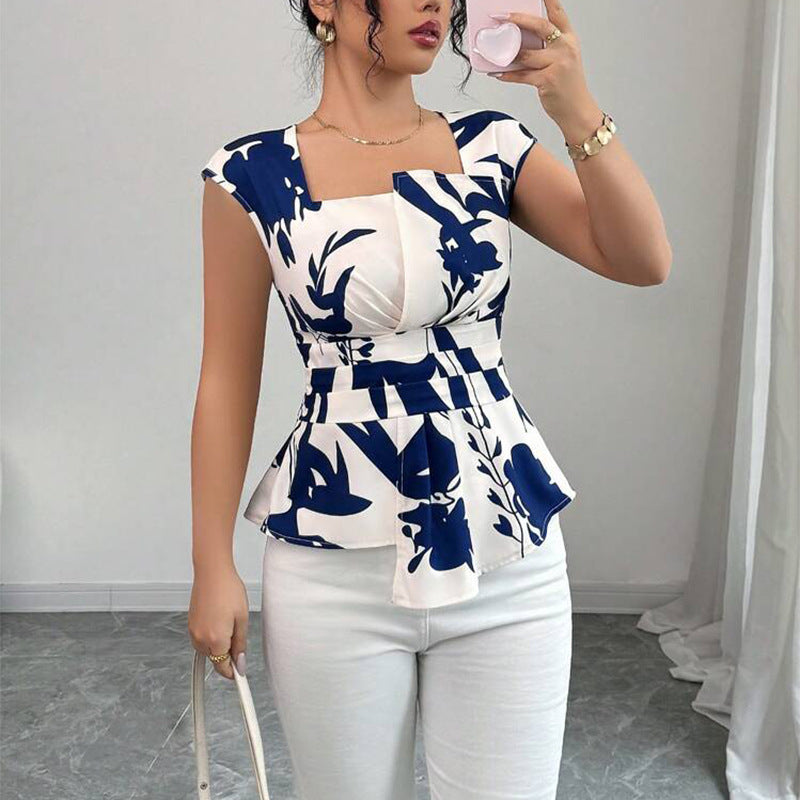 Top Femme Col Carré Sans Manches - Style Vacances Élégant - BMYANY